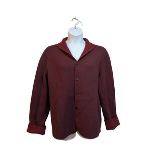 Vintage Rena Rowan XL Burgundy Maroon Reversible Wool Jacket Work Outfit‎ Warm
